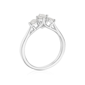 Engagement Ring 14ct White Gold Round Cut Trilogy 0.50ct Diamond Ring