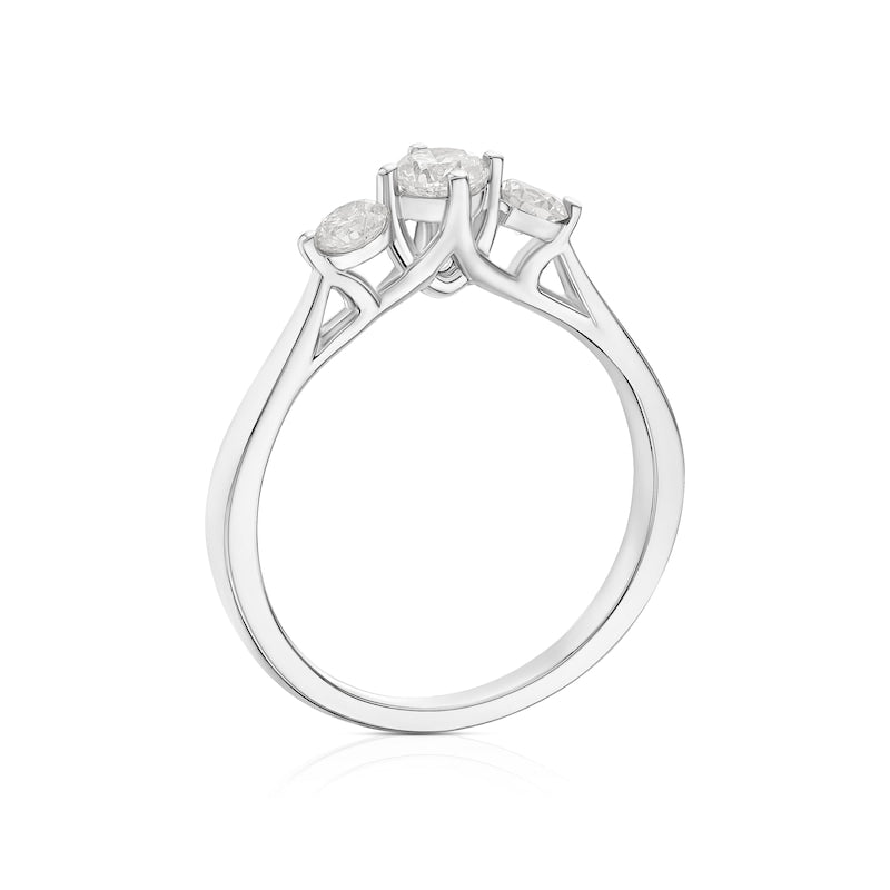 Engagement Ring 14ct White Gold Round Cut Trilogy 0.50ct Diamond Ring