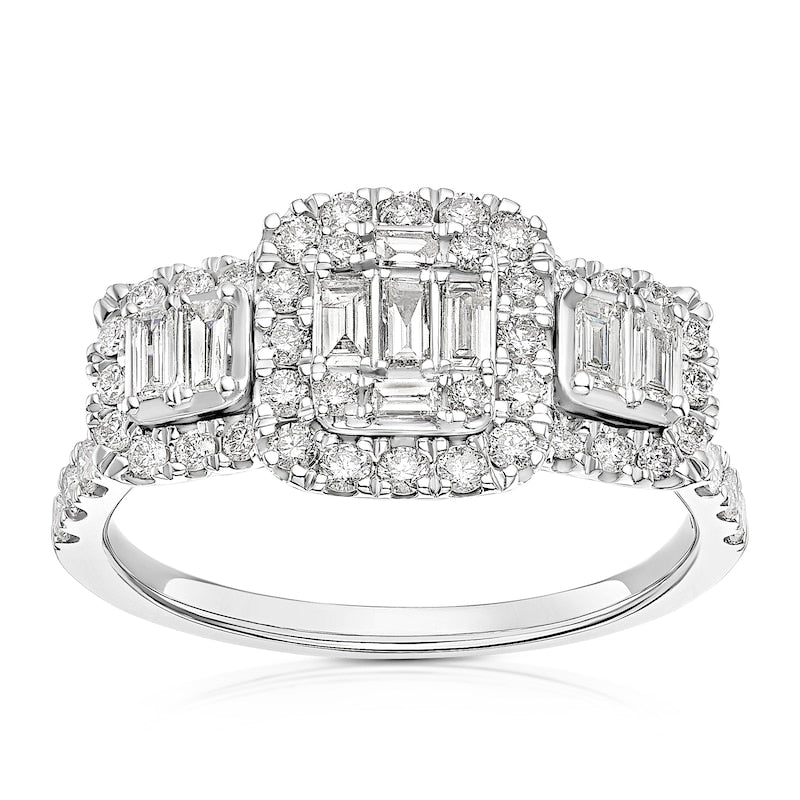 Engagement Ring 9ct White Gold Trilogy 0.75ct Diamond Ring