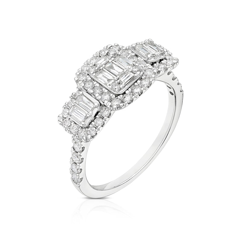 Engagement Ring 9ct White Gold Trilogy 0.75ct Diamond Ring