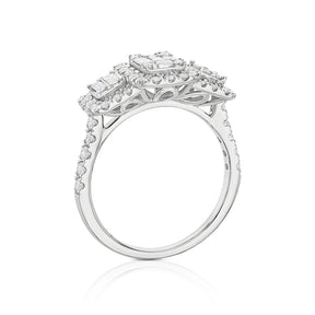 Engagement Ring 9ct White Gold Trilogy 0.75ct Diamond Ring