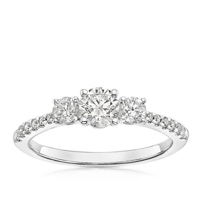 Engagement Ring 18ct White Gold Trilogy 0.75ct Diamond Ring
