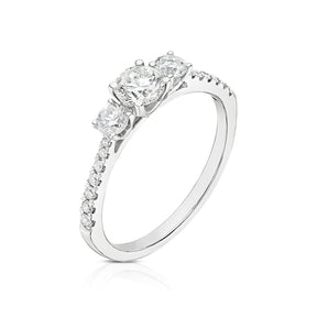 Engagement Ring 18ct White Gold Trilogy 0.75ct Diamond Ring