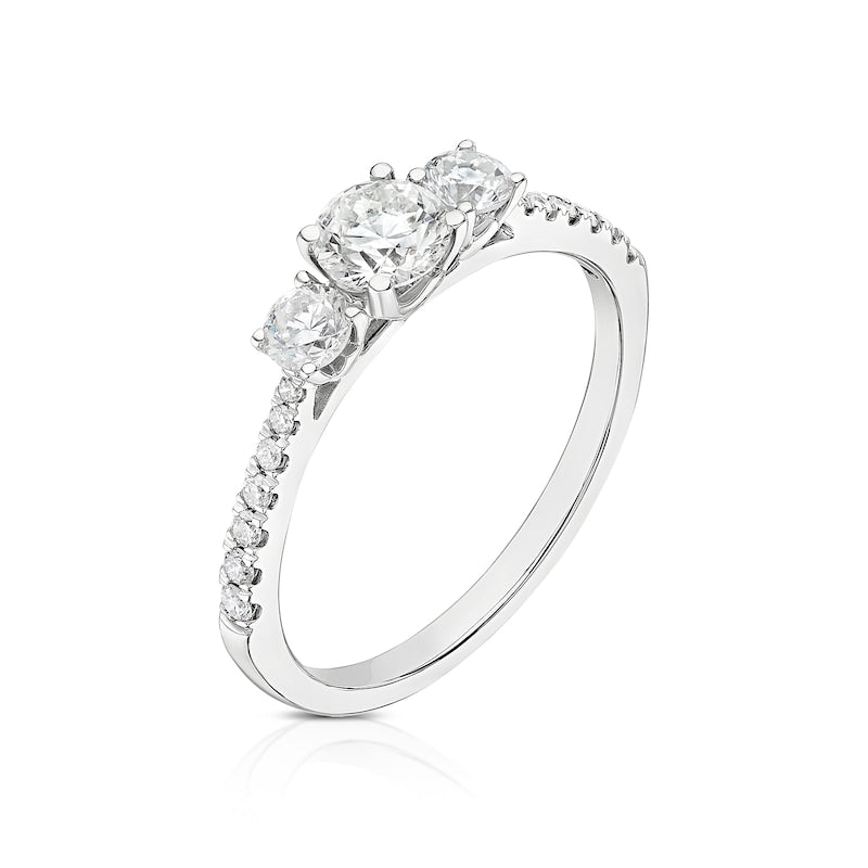 Engagement Ring 18ct White Gold Trilogy 0.75ct Diamond Ring