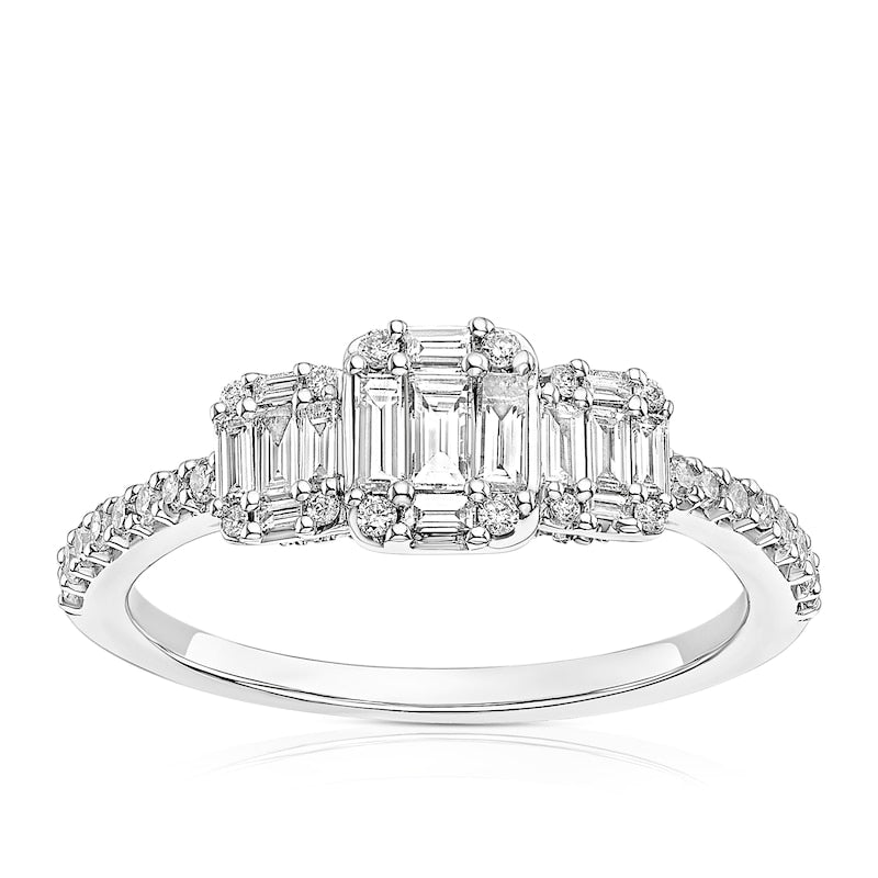 Engagement Ring 9ct White Gold Trilogy 0.50ct Diamond Ring