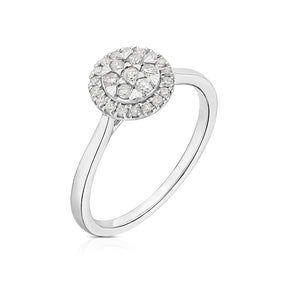Engagement Ring 9ct White Gold Round Cluster 0.25ct Diamond Ring