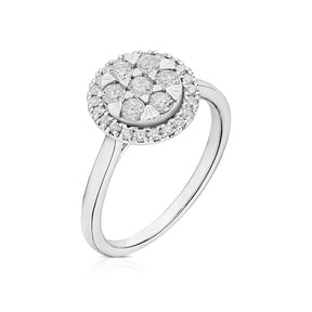 Engagement Ring 9ct White Gold Round Cluster 0.50ct Diamond Ring