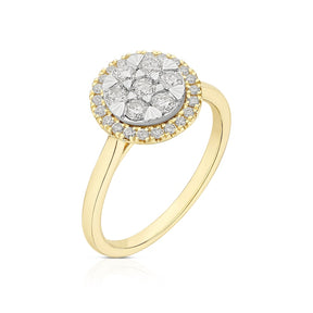 Engagement Ring 9ct Yellow & White Gold Round Cluster 0.50ct Diamond Ring