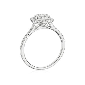 Engagement Ring 18ct White Gold Cushion Shaped Cluster 0.50ct Diamond Ring