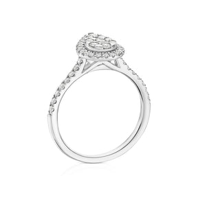 Engagement Ring 18ct White Gold Pear Shaped Cluster 0.50ct Diamond Ring