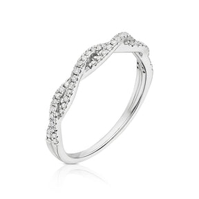 9ct White Gold Twisted Eternity 0.15ct Diamond Ring