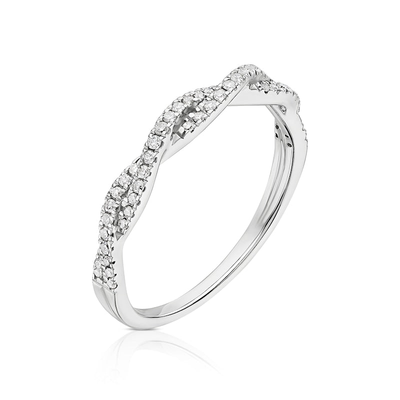 9ct White Gold Twisted Eternity 0.15ct Diamond Ring