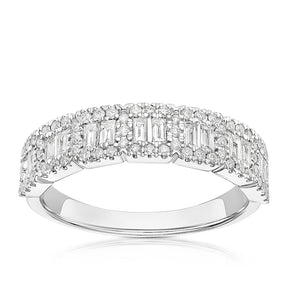 Platinum Baguette & Round Eternity 0.50ct Diamond Ring