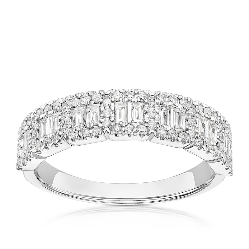 Platinum Baguette & Round Eternity 0.50ct Diamond Ring