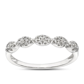 9ct White Gold Marquise Shaped Eternity 0.15ct Diamond Ring