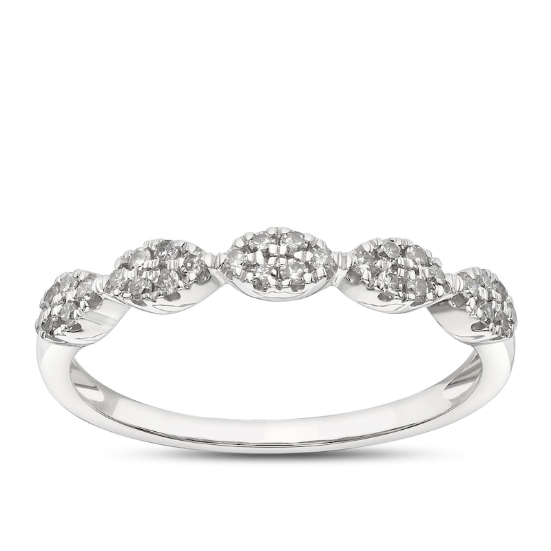 9ct White Gold Marquise Shaped Eternity 0.15ct Diamond Ring