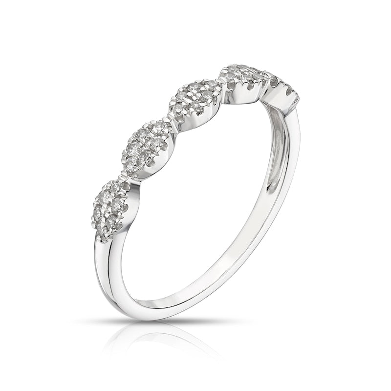 9ct White Gold Marquise Shaped Eternity 0.15ct Diamond Ring