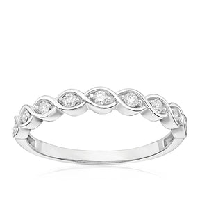 9ct White Gold Twisted Eternity 0.15ct Diamond Ring