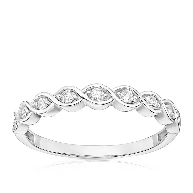 9ct White Gold Twisted Eternity 0.15ct Diamond Ring