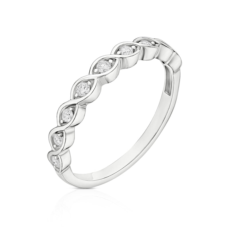 9ct White Gold Twisted Eternity 0.15ct Diamond Ring