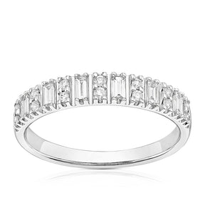 18ct White Gold Baguette & Round Eternity 0.25ct Diamond Ring