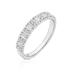 18ct White Gold Baguette & Round Eternity 0.25ct Diamond Ring