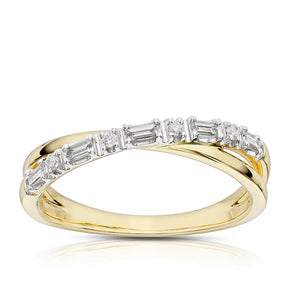 9ct Yellow Gold Crossover Eternity 0.15ct Diamond Ring