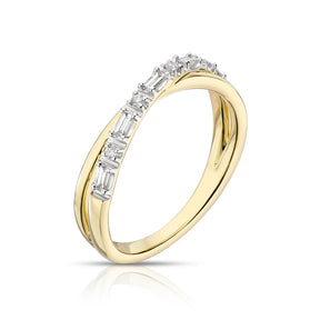 9ct Yellow Gold Crossover Eternity 0.15ct Diamond Ring