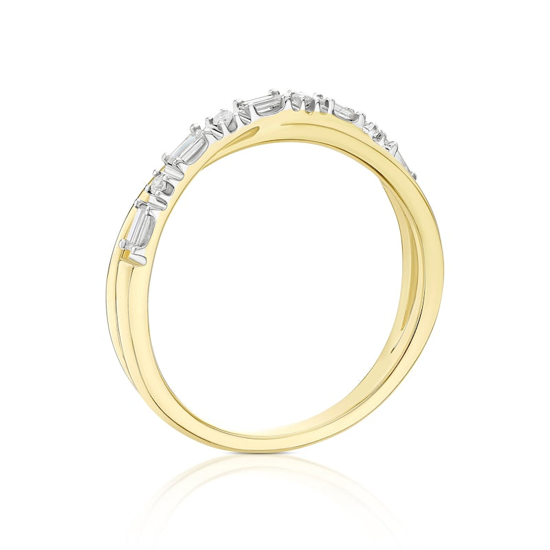 9ct Yellow Gold Crossover Eternity 0.15ct Diamond Ring