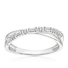 9ct White Gold Crossover Eternity  0.15ct Diamond Ring