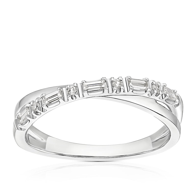 9ct White Gold Crossover Eternity  0.15ct Diamond Ring