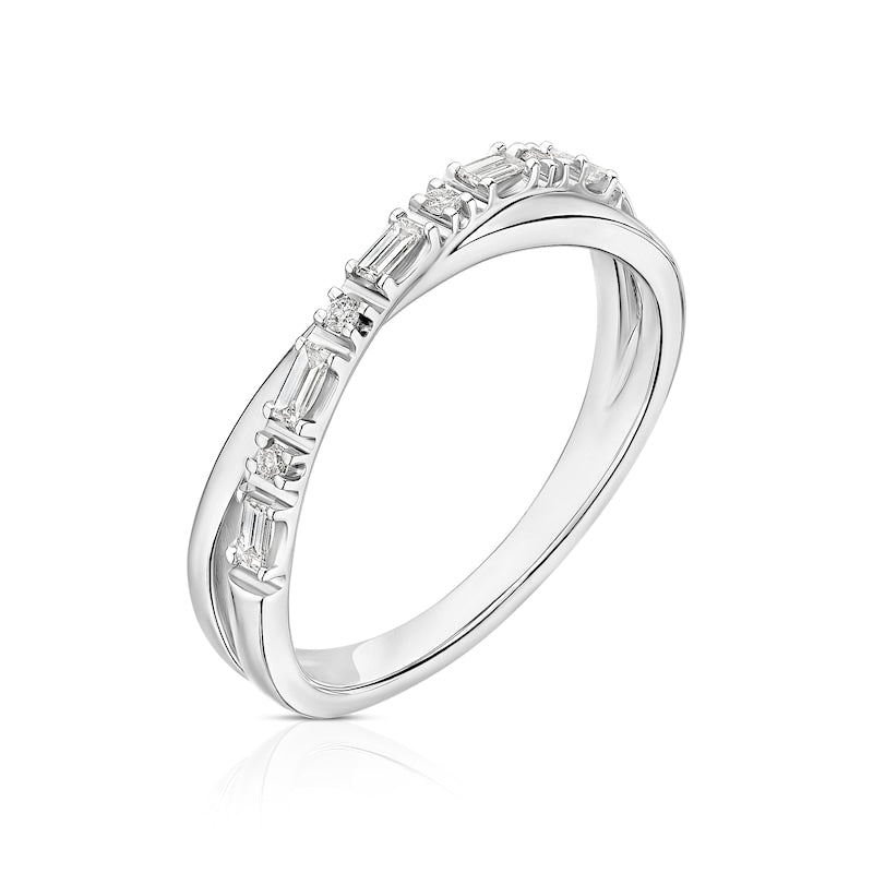 9ct White Gold Crossover Eternity  0.15ct Diamond Ring