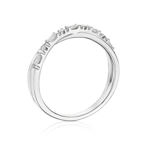 9ct White Gold Crossover Eternity  0.15ct Diamond Ring