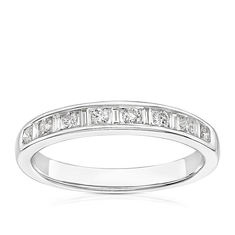 9ct White Gold Baguette Eternity  0.25ct Diamond Ring