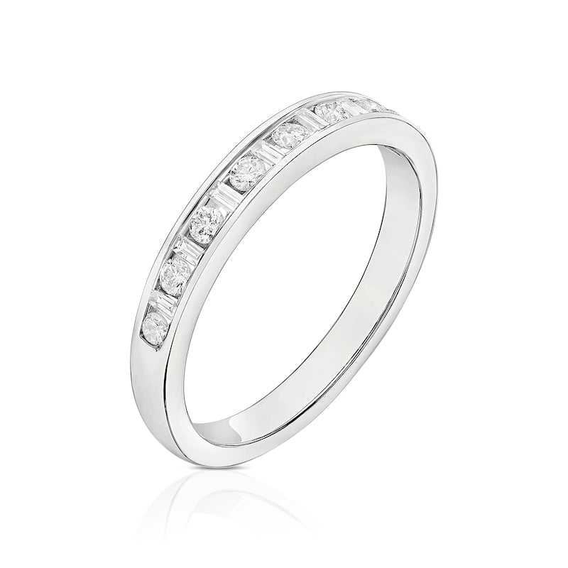 9ct White Gold Baguette Eternity  0.25ct Diamond Ring