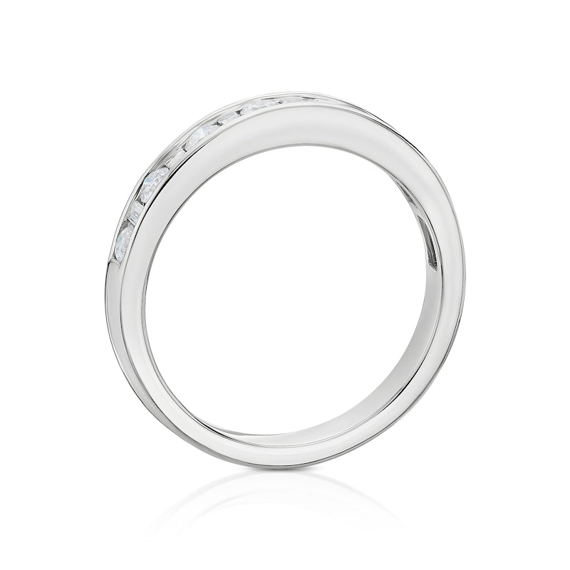 9ct White Gold Baguette & Round Cut Eternity 0.50ct Diamond Ring