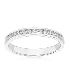 9ct White Gold Channel Set Eternity 0.25ct Diamond Ring