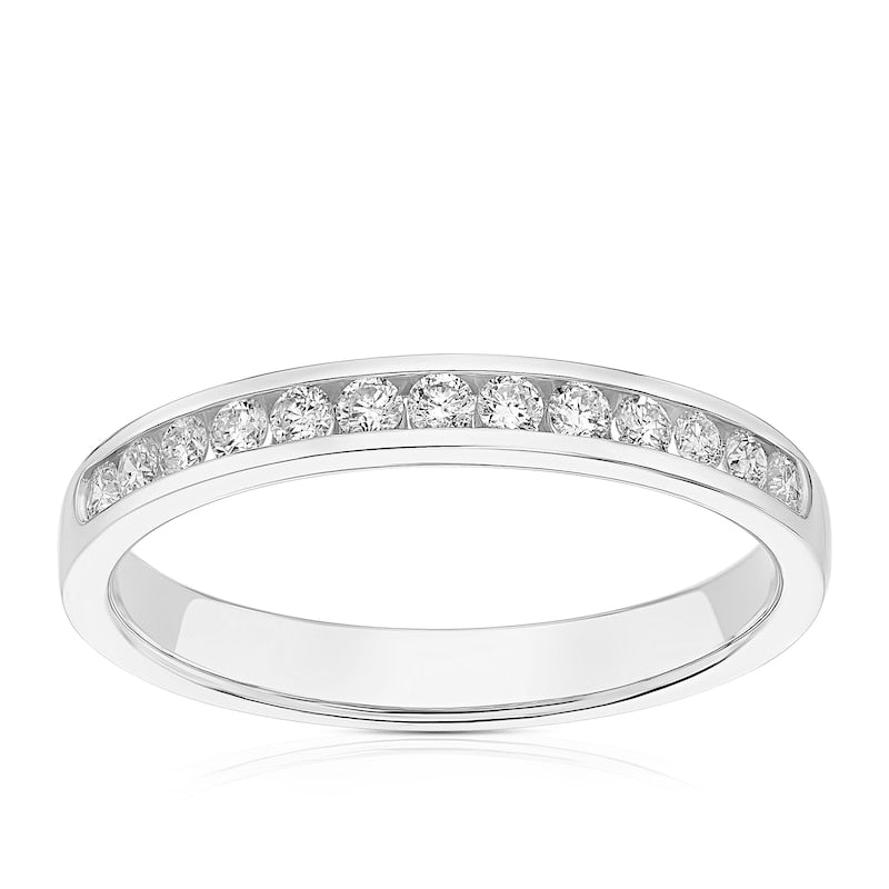 9ct White Gold Channel Set Eternity 0.25ct Diamond Ring