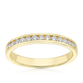 9ct Yellow Gold Channel Set Eternity 0.25ct Diamond Ring
