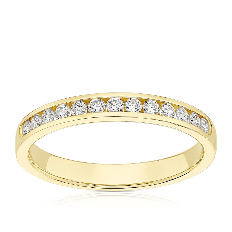 9ct Yellow Gold Channel Set Eternity 0.25ct Diamond Ring