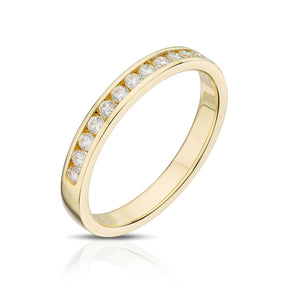 9ct Yellow Gold Channel Set Eternity 0.25ct Diamond Ring