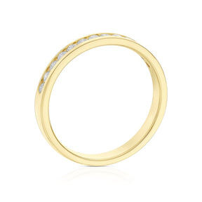 9ct Yellow Gold Channel Set Eternity 0.25ct Diamond Ring