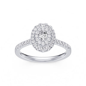 Engagement Ring Platinum Oval Shaped Halo 0.50ct Diamond Ring