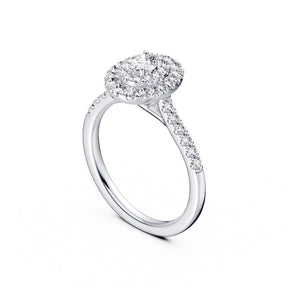 Engagement Ring Platinum Oval Shaped Halo 0.50ct Diamond Ring