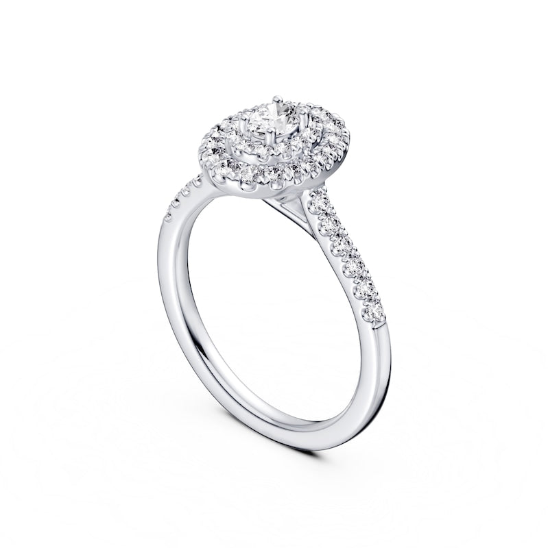 Engagement Ring Platinum Oval Shaped Halo 0.50ct Diamond Ring