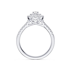 Engagement Ring Platinum Oval Shaped Halo 0.50ct Diamond Ring