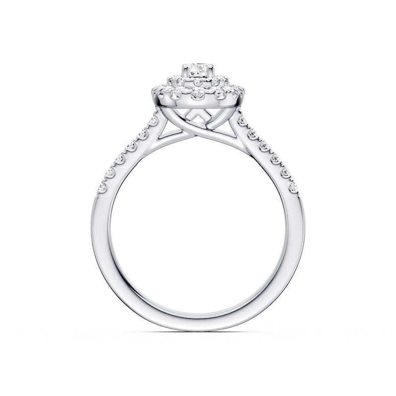 Engagement Ring Platinum Oval Shaped Halo 0.50ct Diamond Ring