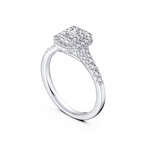 Engagement Ring Platinum Emerald Shaped Halo 0.50ct Diamond Ring