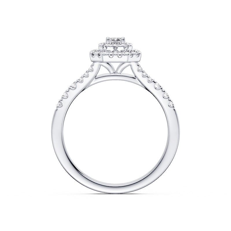 Engagement Ring Platinum Emerald Shaped Halo 0.50ct Diamond Ring