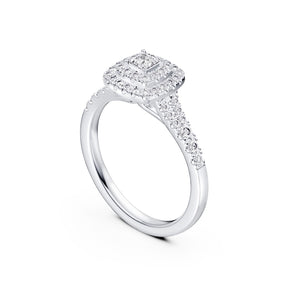 Engagement Ring Platinum Princess Cut Halo 0.50ct Diamond Ring